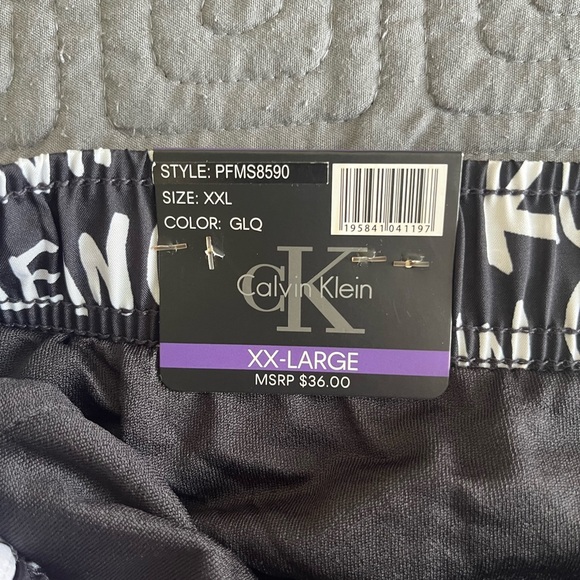 Calvin Klein Monogram Black and White Athletic Shorts - Plus Size - Picture 5 of 5
